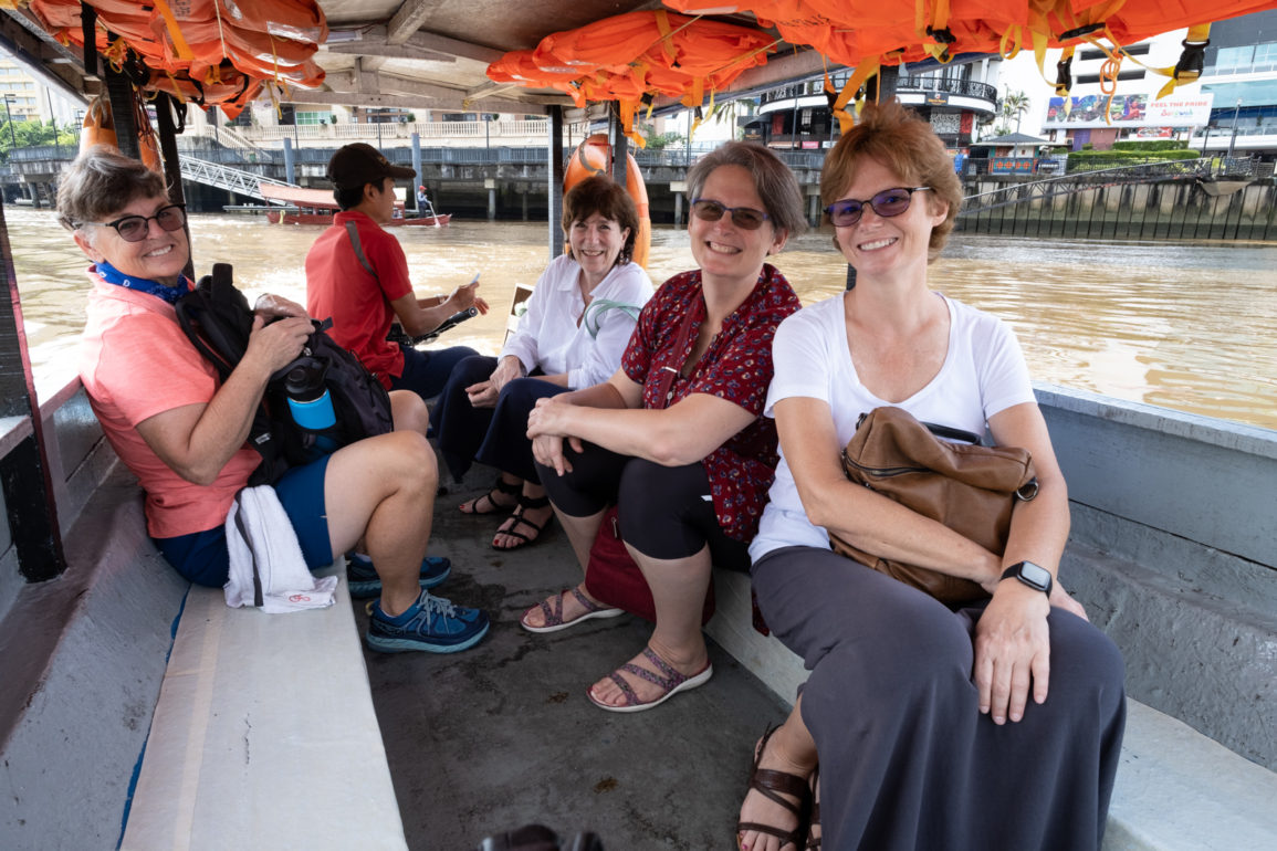 Four women in a water taxi