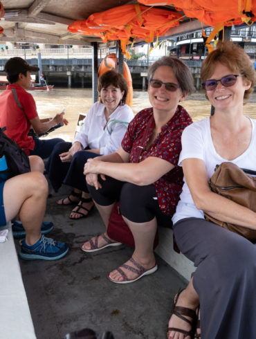 Four women in a water taxi