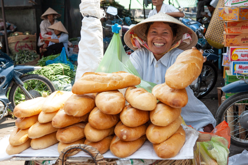 Woman selling bread