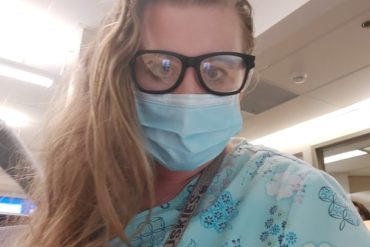 Woman wearing surgical mask