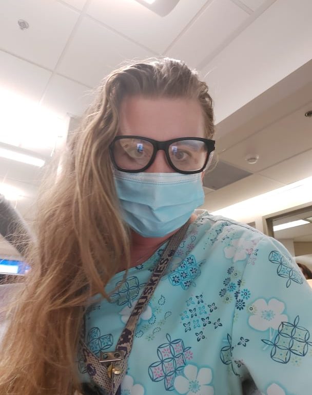 Woman wearing surgical mask