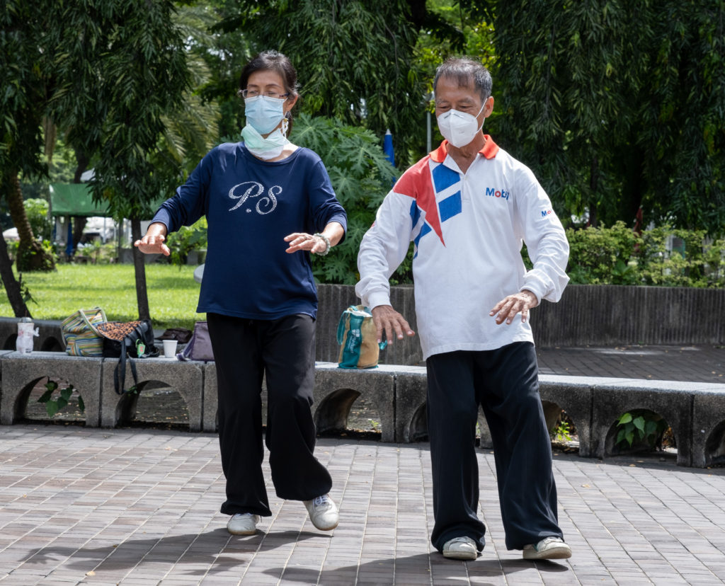 Two people practicing shadow boxing