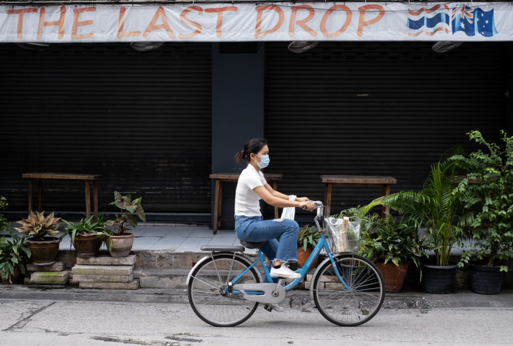 Woman riding a bicycle