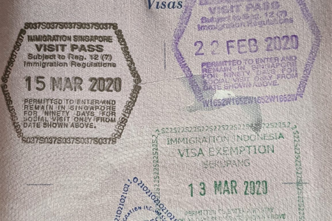 Passport page with stamps