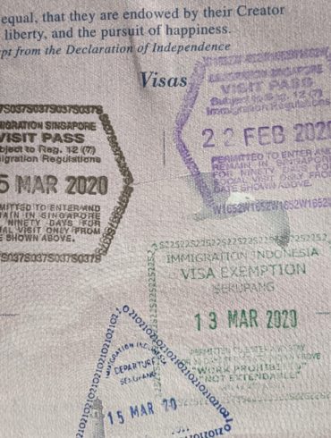 Passport page with stamps