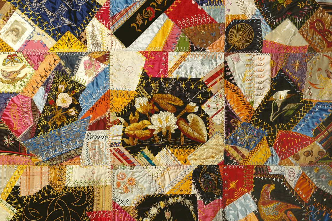 colorful silk patchwork quilt