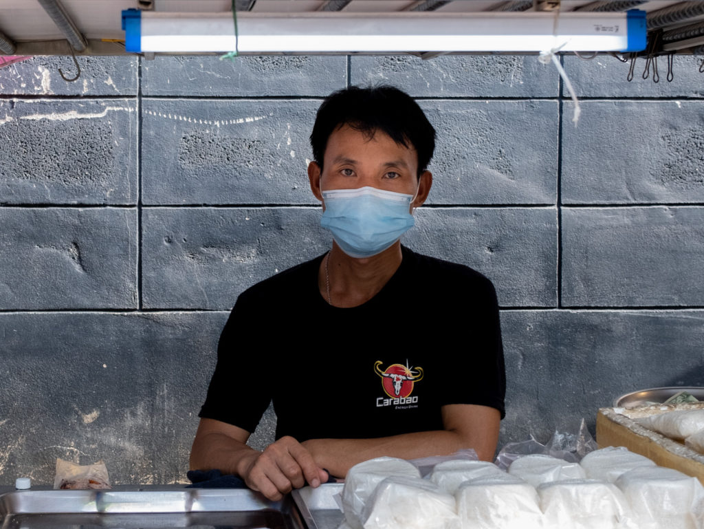 vendor with rice pucks